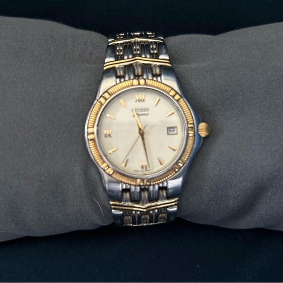 CITIZEN Elegance Beige Dial Two-tone SS Men's Watch AQ0554-51A - Picture 1 of 7